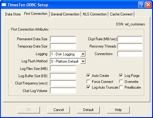uTimesTen ODBC Setupv́uFirst Connection Attributesv^u
