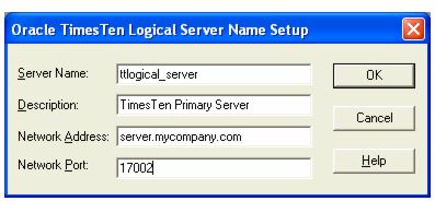 Oracle TimesTen Logical Server Name Setup