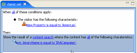Content Selector File in WorkSpace Studio