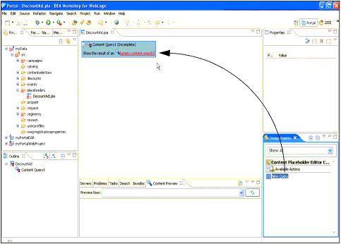 Define a Default Query by Dragging the New Query into the Placeholder Editor