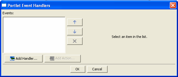 Portlet Event Handlers Dialog Box 