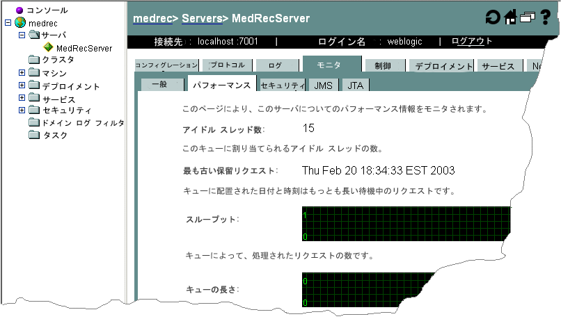 Administration Console からの実行時メトリックの参照