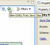 [Java クラスからの新しいエンティティ] をクリックして、既存のクラスをアノテーションすることで新しいマッピングを作成する