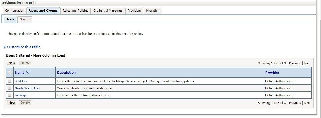 Settings for myrealm