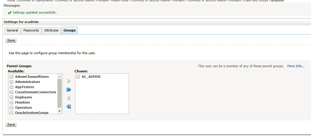 Settings updated successfully