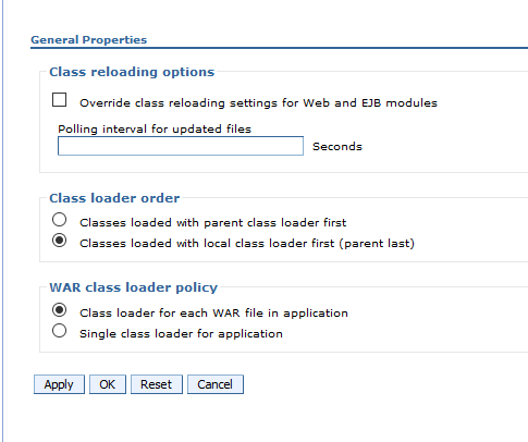 Class reloading option