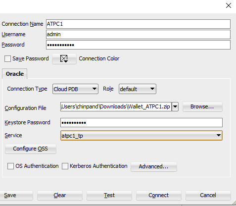 Connecting ATP from SQL Developer