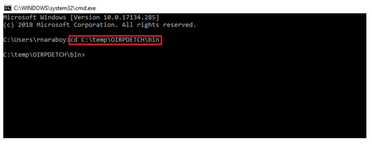 Change the directory in command prompt