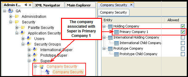 company security in Admin Explorer