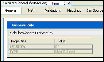 General Pane of Calculate Rule