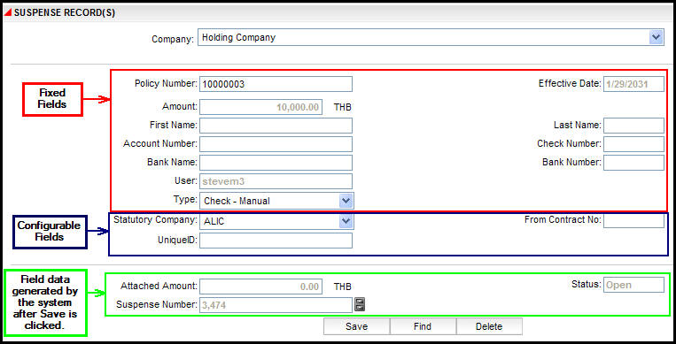 Suspense Screen sections