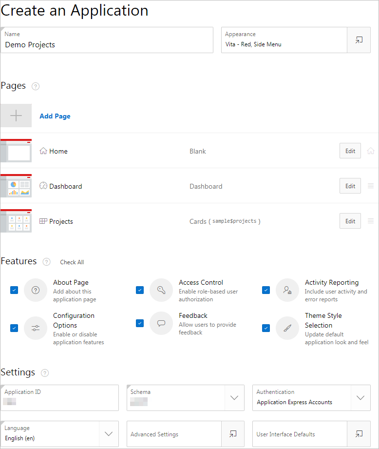 アプリケーションの作成ウィザード アプリケーションの作成ウィザード