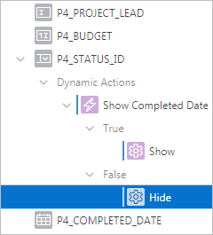 「非表示」動的アクション 「非表示」動的アクション