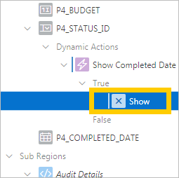 動的アクションの表示 動的アクションの表示