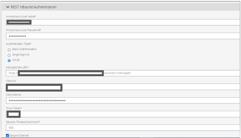 Screenshot of REST Inbound Authentication screen