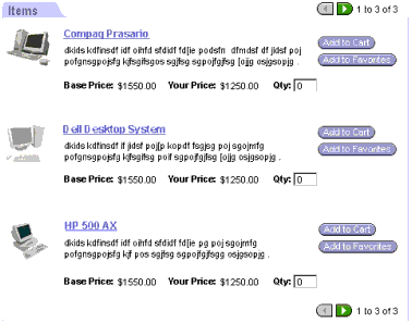In this image, there is a tab at the beginning of the image with the label: Items. After Items, there is a list of product records. Each record has a product image, title, and buttons.