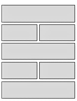Generic Layout of the ViewSMESegmentDetail Template. In this image, there is an applet that spans the width of the view followed by two applets that each span half of the view. These applets are followed by an applet that spans the width of the view. Two applets that both span half of the width of the view follow. At the end of the view, there is an applet that spans the width of the view.