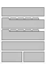 Generic Layout of the DotComViewDetail2 Template. This image of a template is divided into sections. Four sections span the width of the image. The last two sections span only half of the image. The second and third sections have tabs.