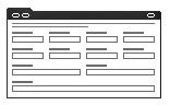 Generic Layout of the DotComAppletForm4Col Template. In this image of a template, there is a spaceholder at the beginning of the image that spans all columns. After that, there are four columns of label and field pairs. At the end of the form, there is one row of label and field pairs that each have a field that spans two columns. At the end of the form, there is a field that spans all columns.
