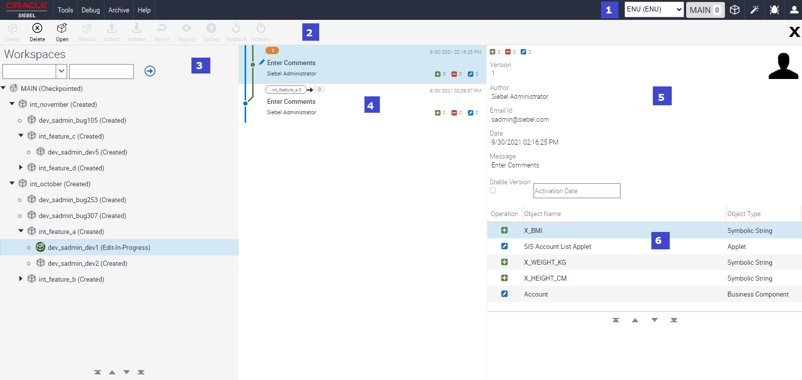 Example of the Workspace Dashboard in Web Tools