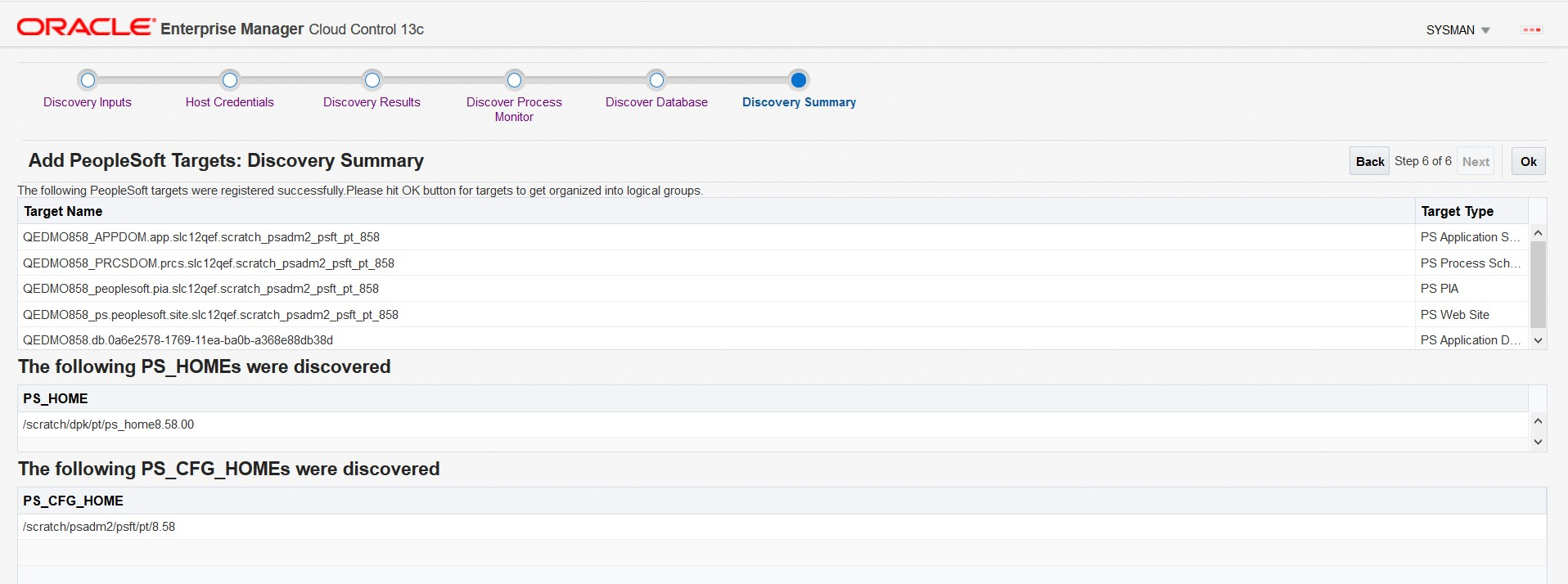 Discovery Summary page
