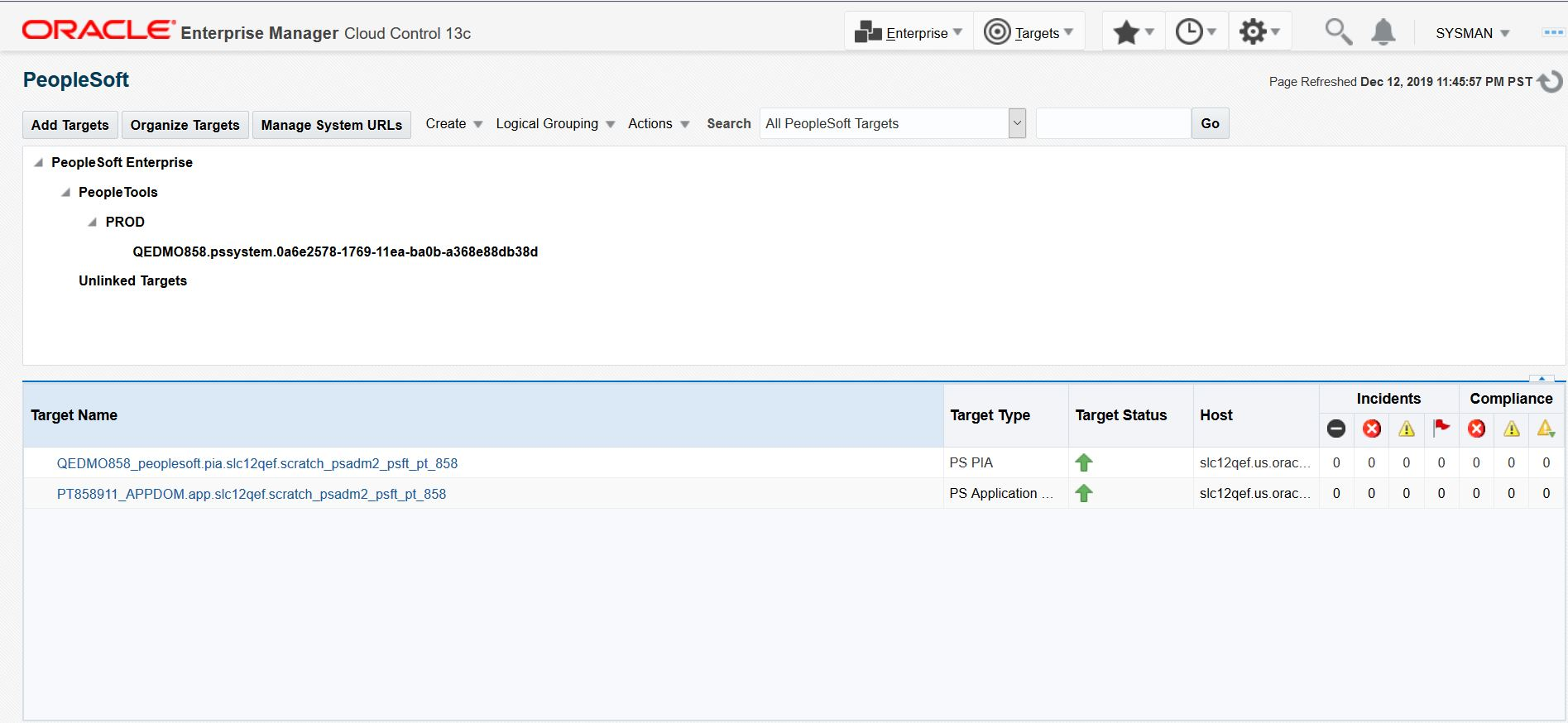 Target on PeopleSoft Home Page