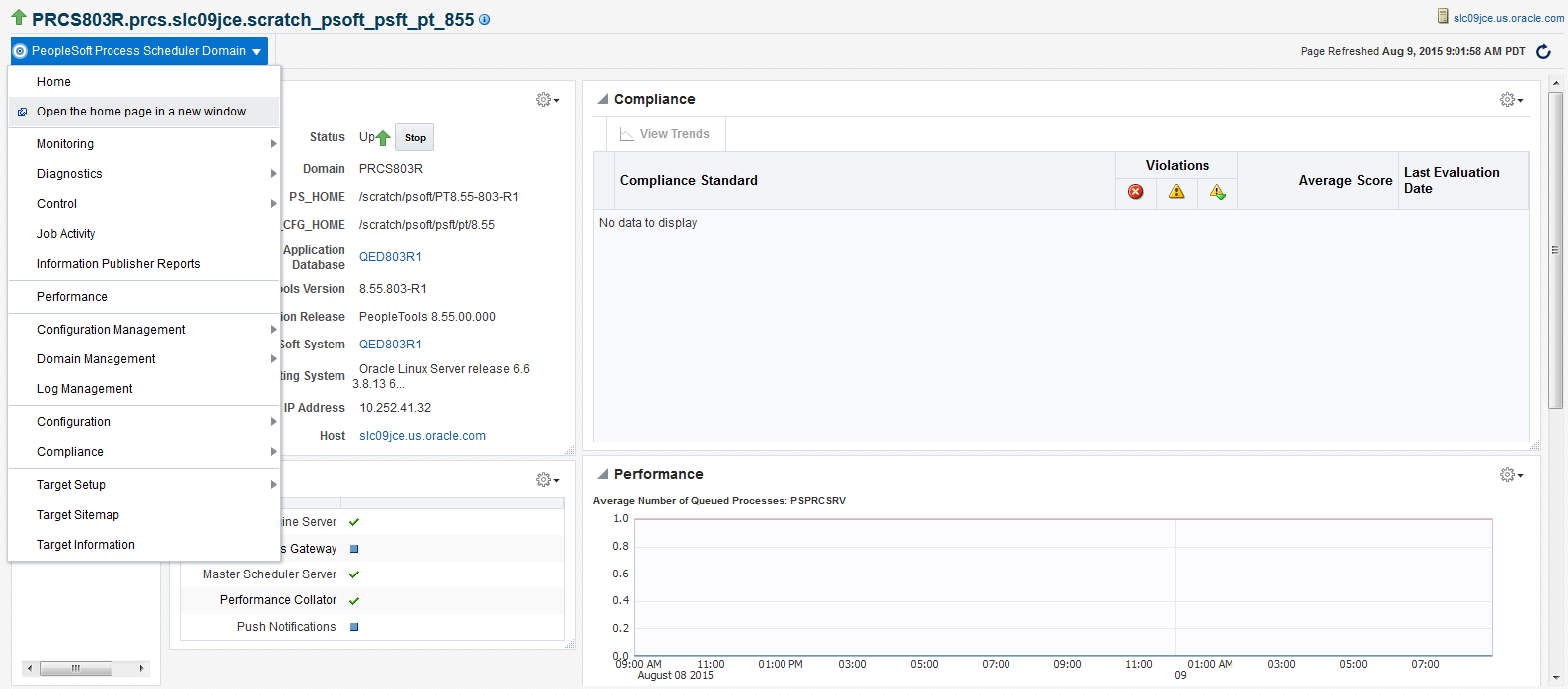 PeopleSoft Process Scheduler Domain page