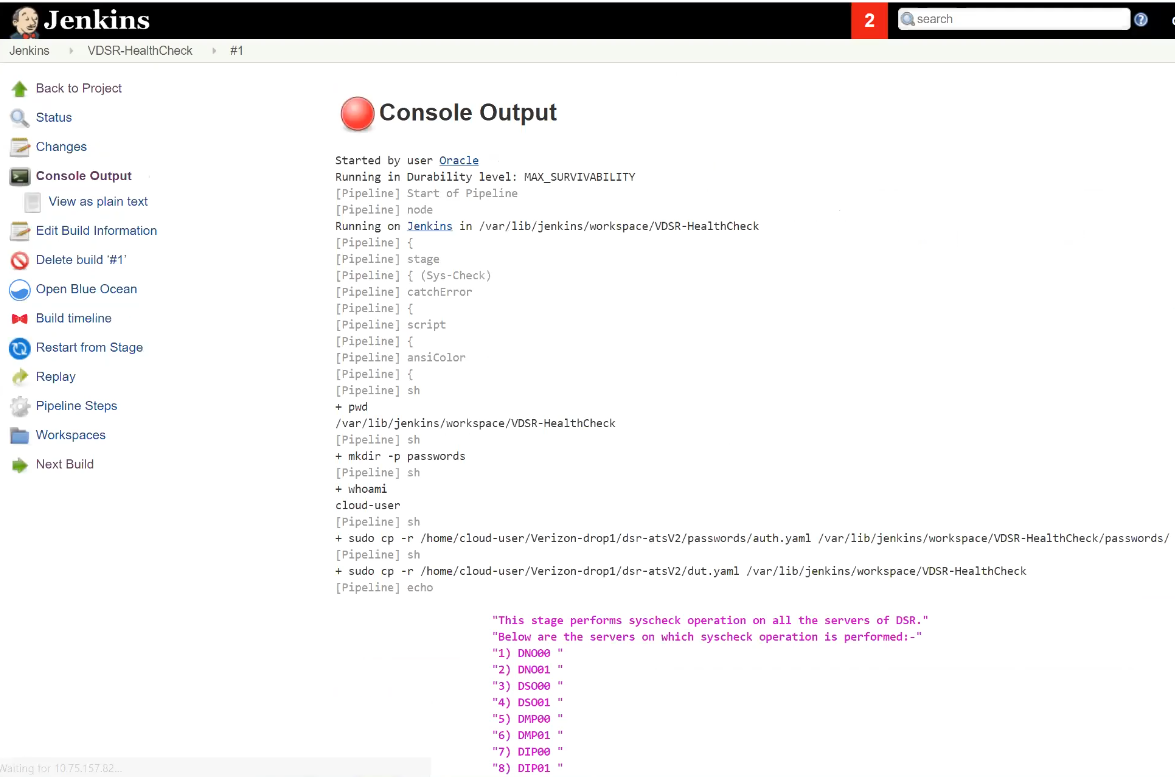 Console Output