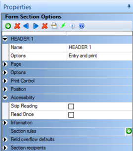 The Form Section Option in Documaker Studio. This figure shows using the form section options in Documaker Studio
