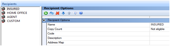 This image shows the Recipient Options with Copy Count set to Not eligible.