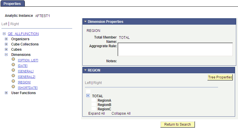 Analytic Model Viewer - Properties page, Dimension Properties panel