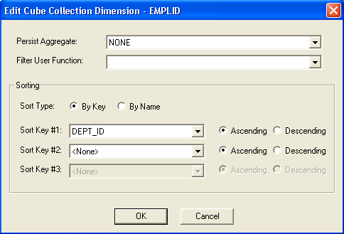 Cube Collections - Edit Cube Collection Dimension dialog box
