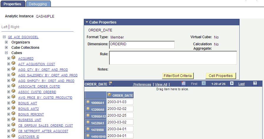 Analytic Model Viewer - Properties page, Cube Properties panel