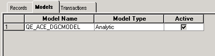 Example of associating the QE_ACE_DBCPROB analytic type to the QE_ACE_DGCMODEL analytic model