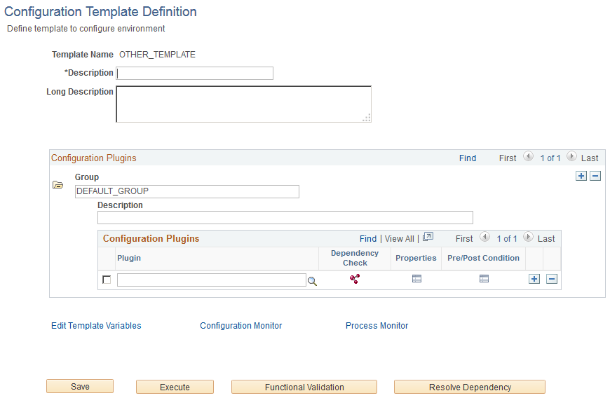 Configuration Template Definition page - Creating Template