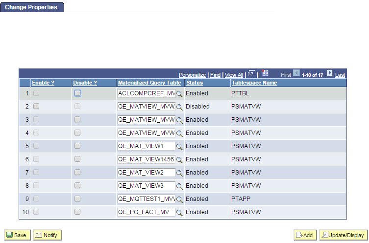 Change Properties page in DB2/zOS