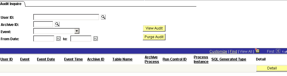 Audit Inquire page