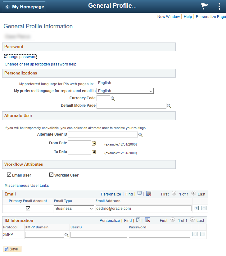 My System Profile page: Runtime rendering