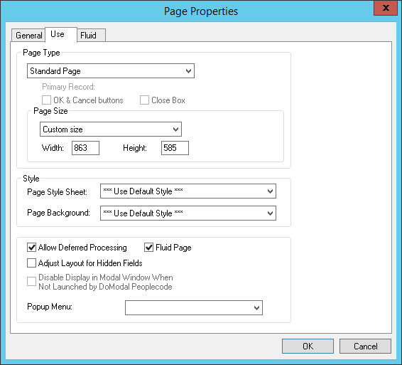 Page Properties dialog box: Use tab