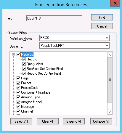 Find Definition References for Fields