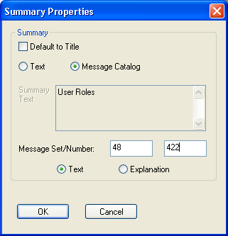 Summary Properties dialog box