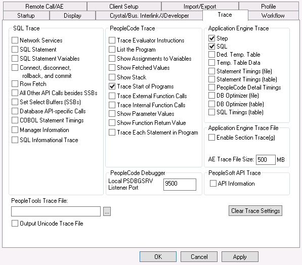 Log Analyzer for Application Engine by setting options in Configuration Manager