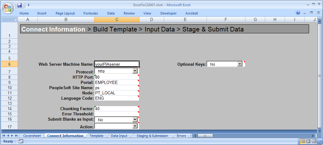 Connect Information tab in Excel to Component Interface utility.