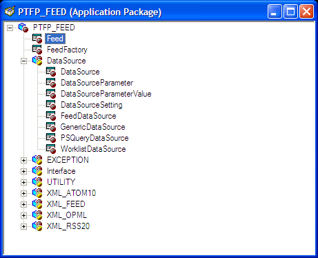 PTFP_FEED application package showing the DataSource base class