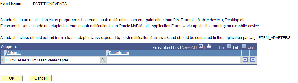 Associating an adapter to an event