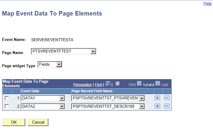 Map Events Data to Page Elements page