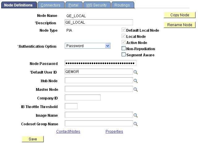 Nodes - Node Definition page