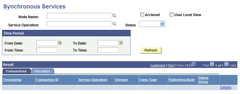 Synchronous Services page