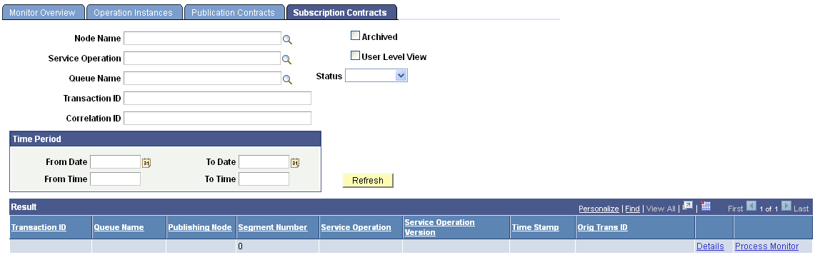 Asynchronous Services - Subscription Contracts page