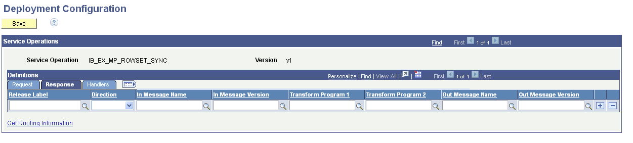 Deployment Configuration - Response tab